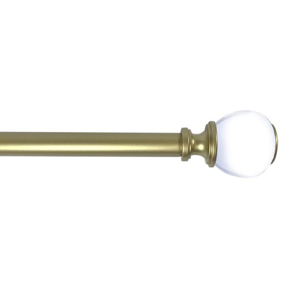 at home Turner 1/2" Brass Finish Clear Ball Adjustable Curtain Rod 18-36"