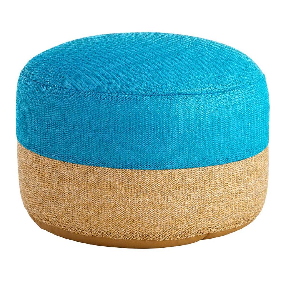 At Home Turquoise & Tan Color Block Hermosa Outdoor Pouf 23"