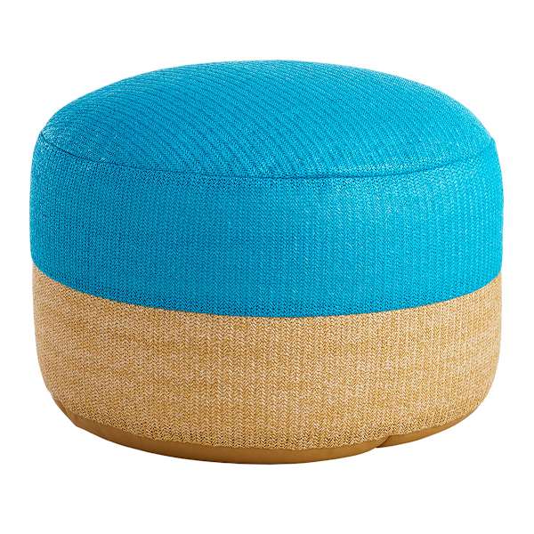 at home Turquoise & Tan Color Block Hermosa Outdoor Pouf 23"