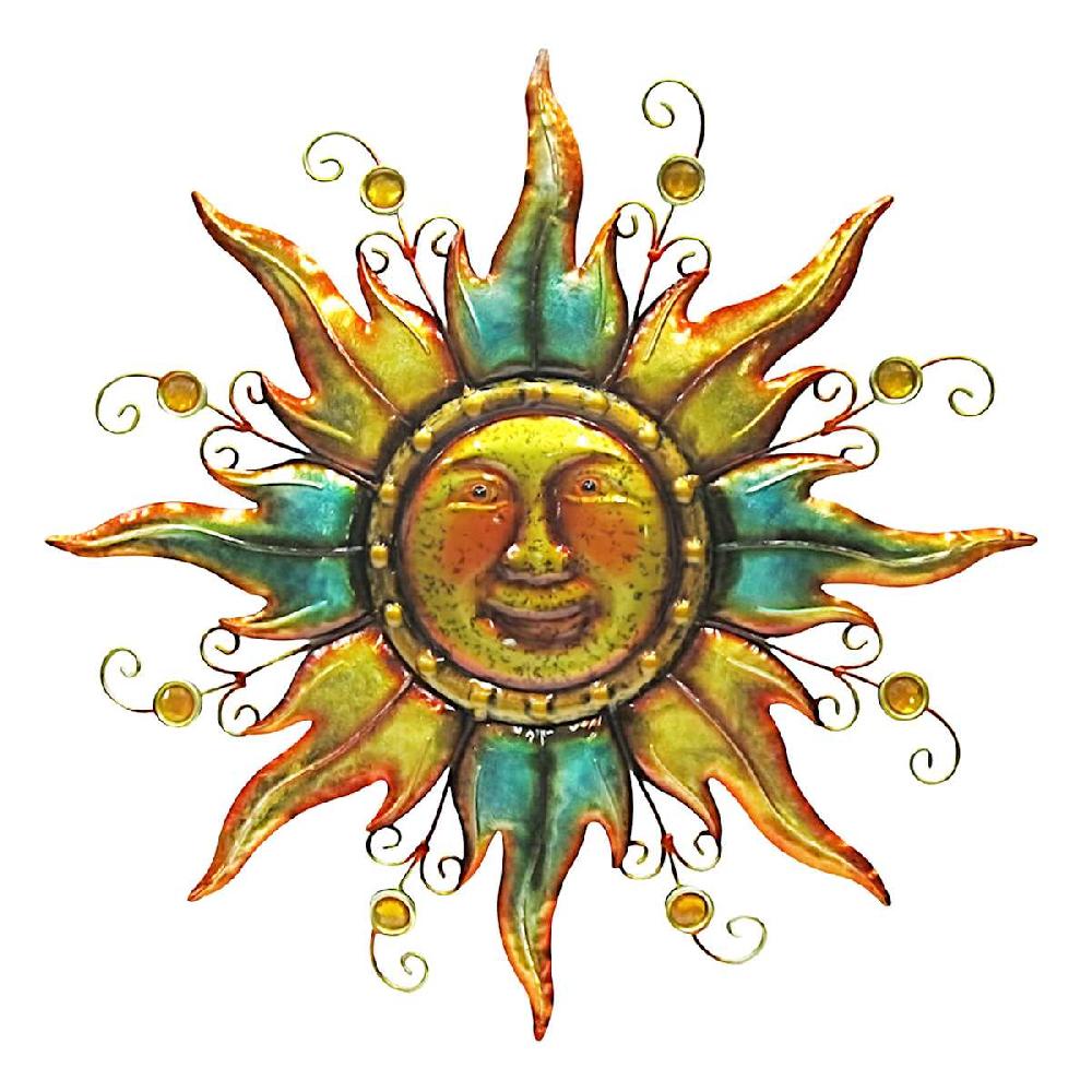 At Home Two-Tone Metal Sun Face Outdoor Wall Decor 22.7"
