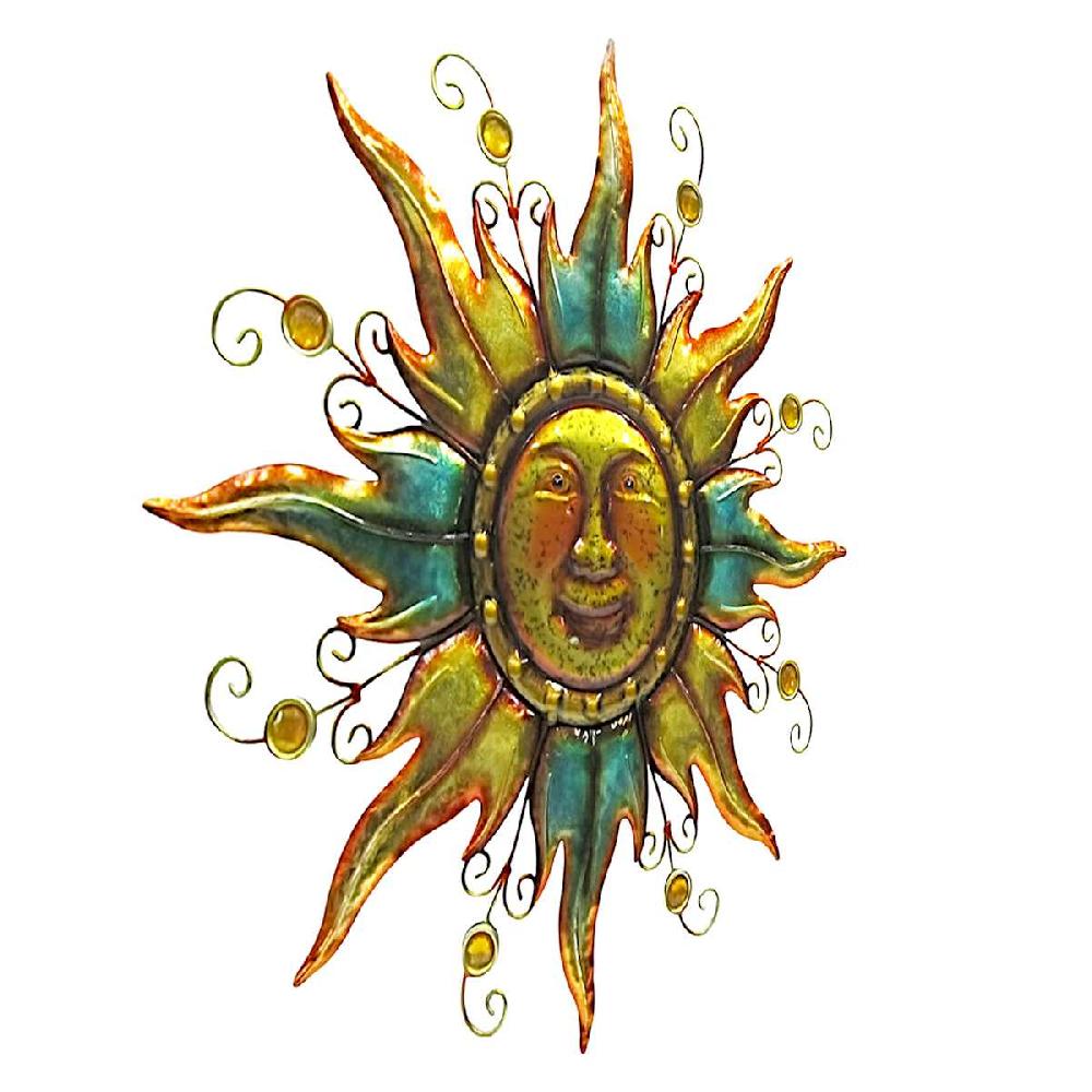 At Home Two-Tone Metal Sun Face Outdoor Wall Decor 22.7"