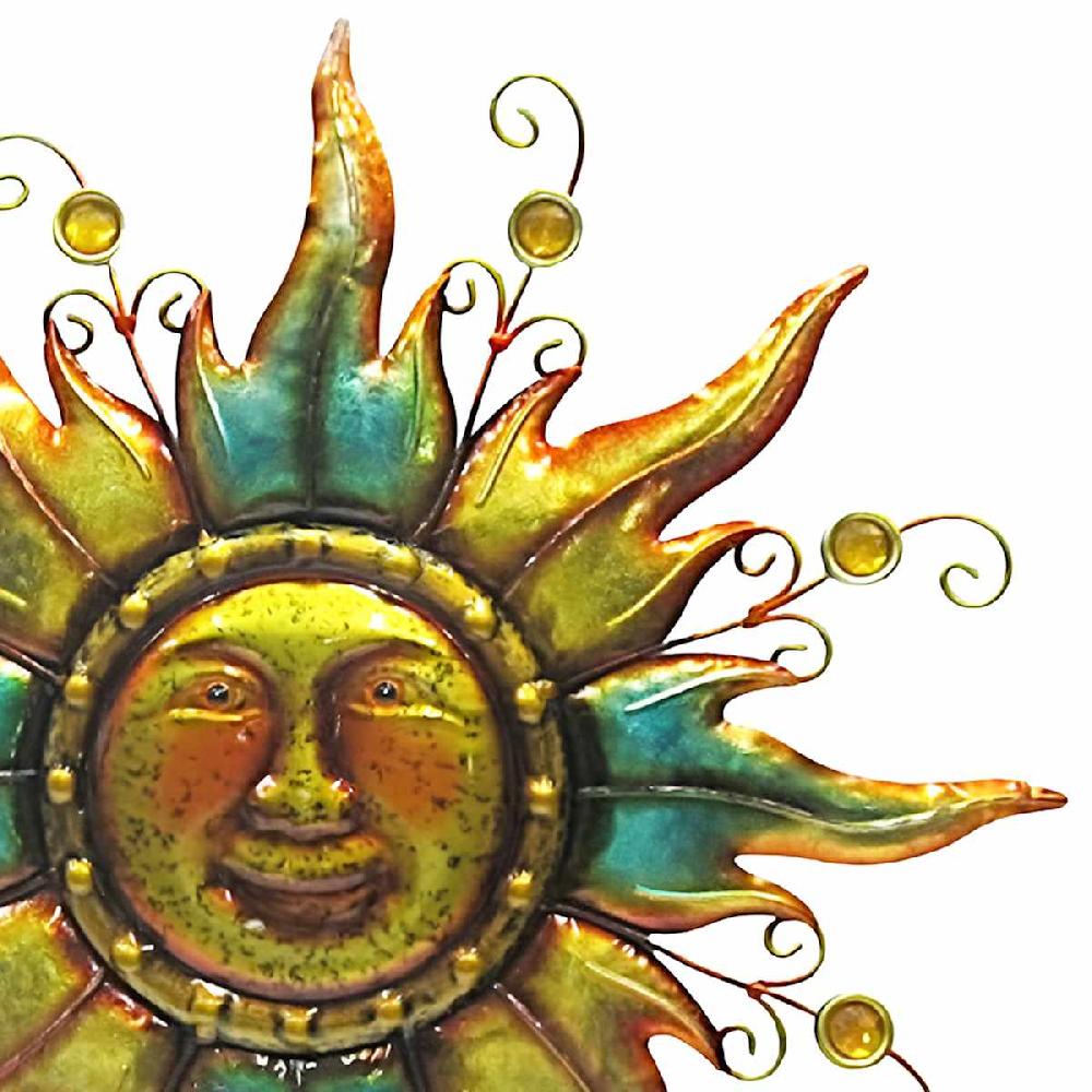 At Home Two-Tone Metal Sun Face Outdoor Wall Decor 22.7"