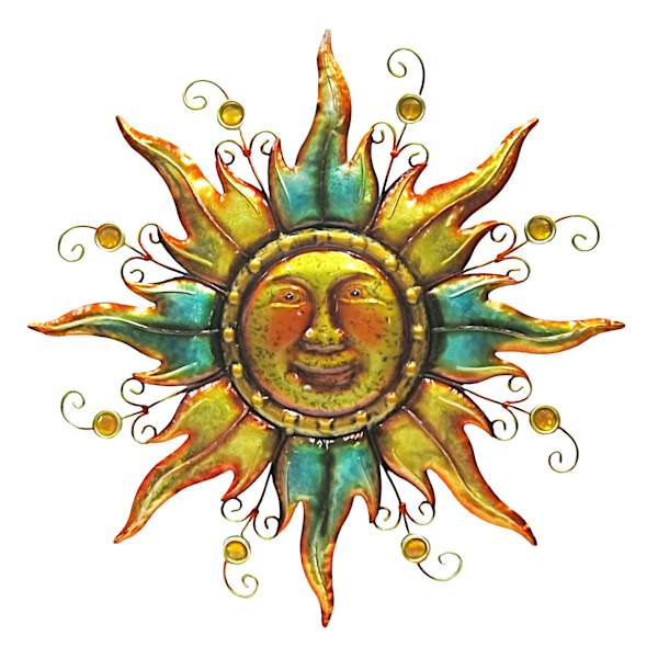 at home Two-Tone Metal Sun Face Outdoor Wall Decor 22.7"