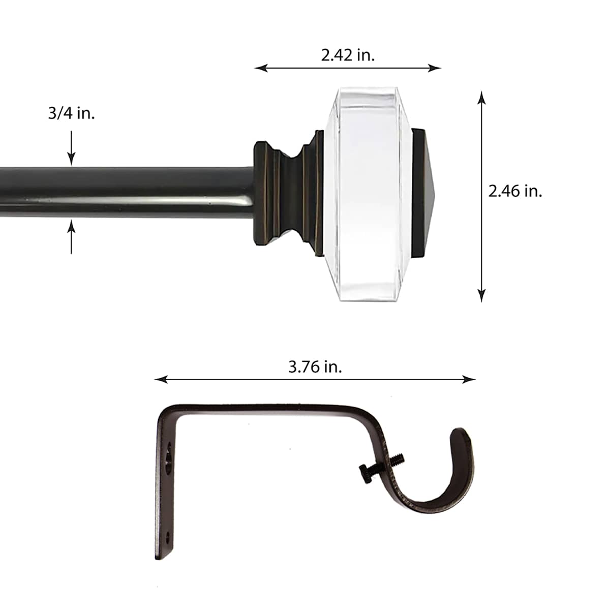 At Home Tyson 3/4" Clear & Bronze Square Curtain Rod 28-48"