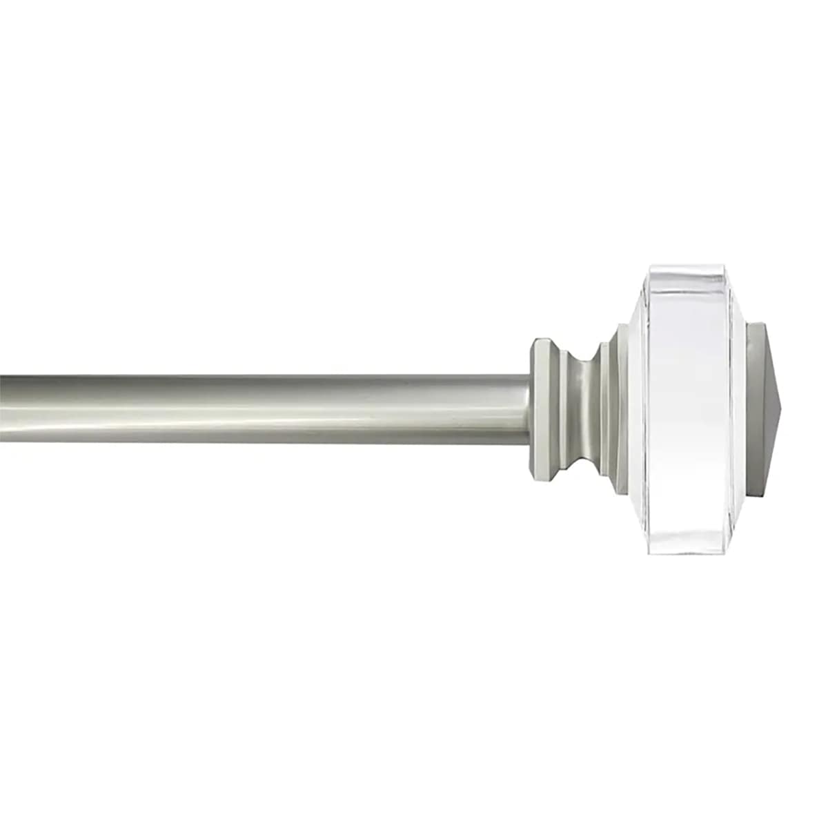 At Home Tyson 3/4" Clear Nickel Square Curtain Rod 28-48"