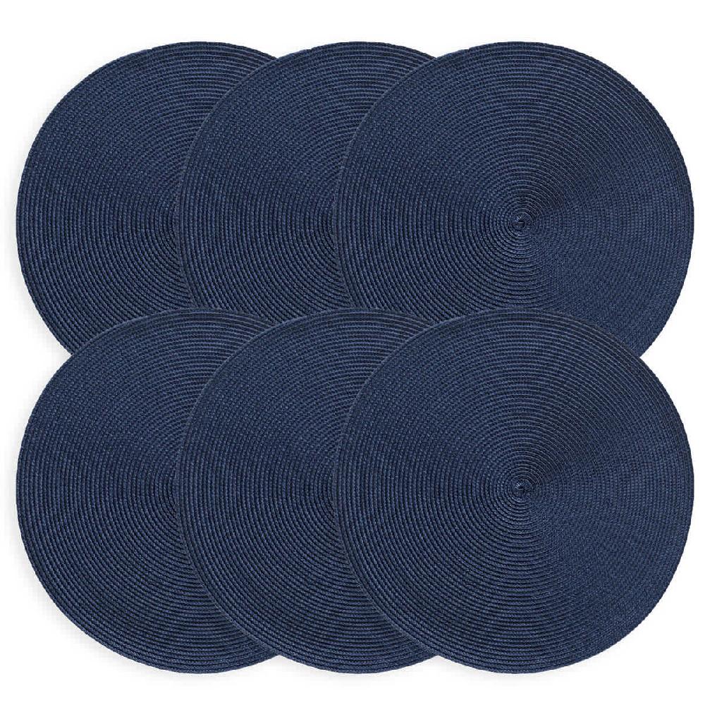 At Home Veranda Set Of 6 Midnight Blue Placemats 15"