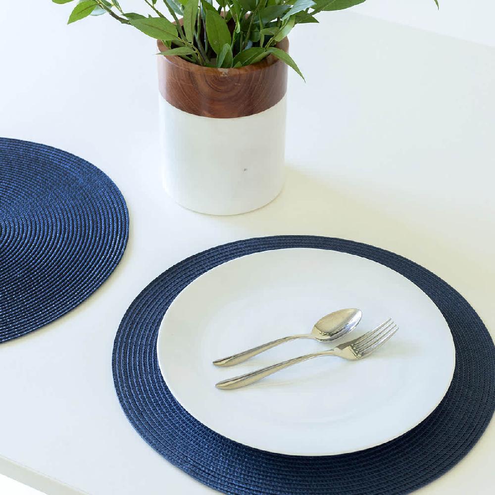 At Home Veranda Set Of 6 Midnight Blue Placemats 15"