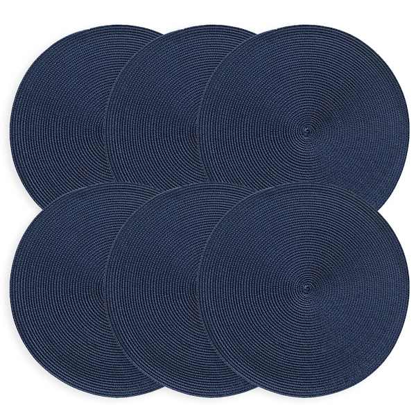 at home Veranda Set of 6 Midnight Blue Placemats 15"