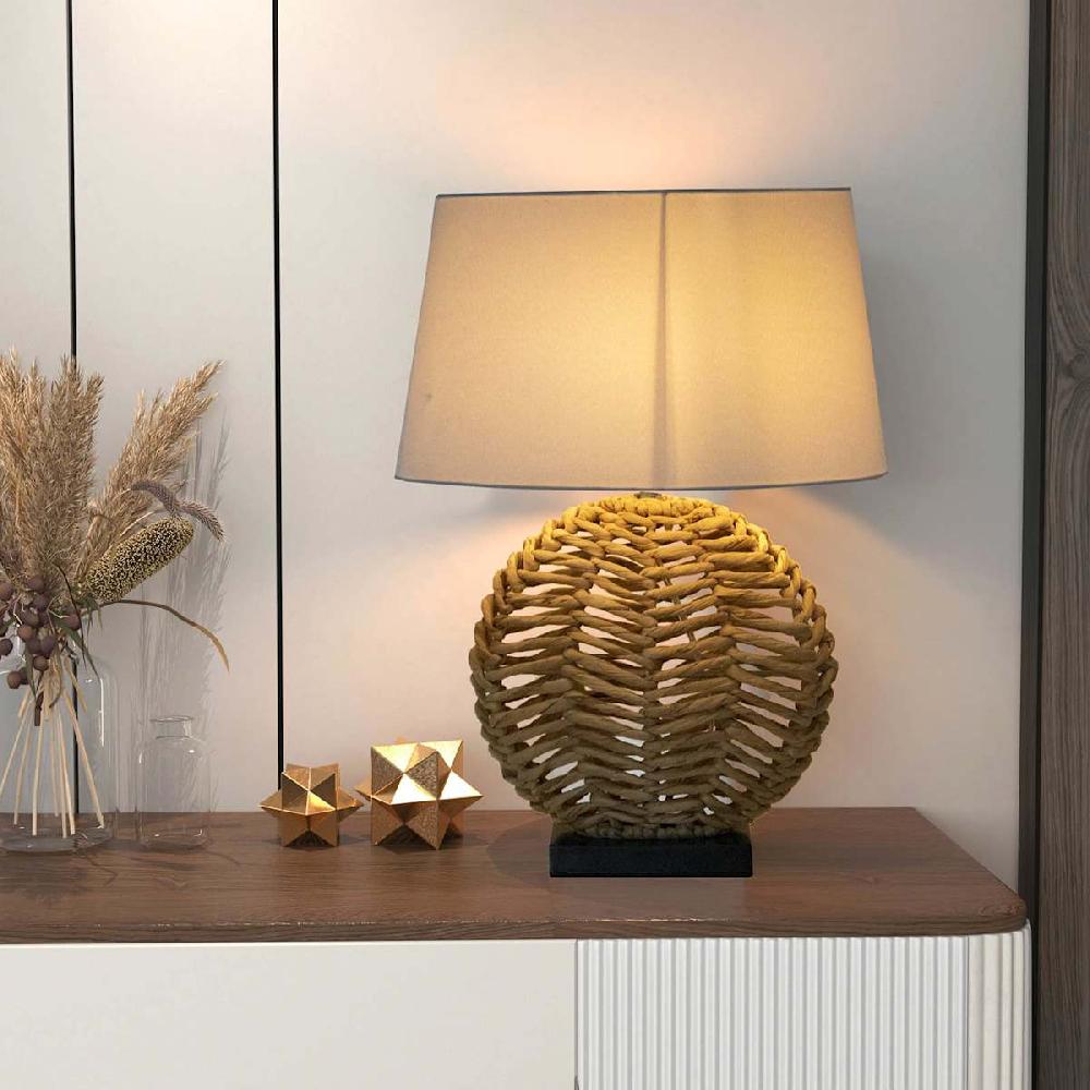 At Home Water Hyacinth Natural Weaving Medium Table Lamp With Shade 23"