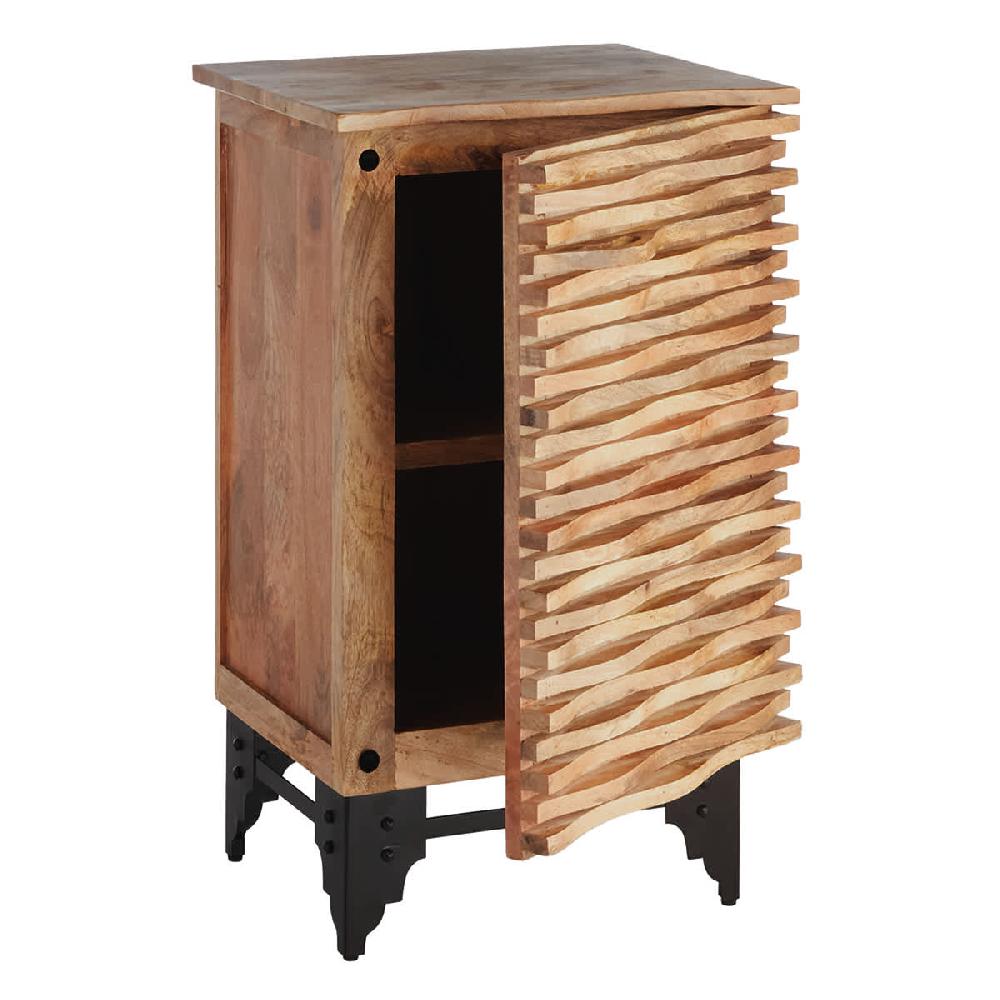 At Home Wave Wood & Metal Accent Cabinet Natural Mango Wood Finish
