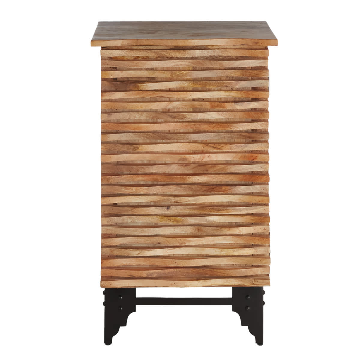 At Home Wave Wood & Metal Accent Cabinet Natural Mango Wood Finish