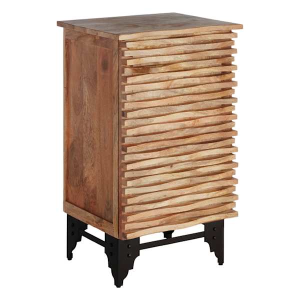 at home Wave Wood & Metal Accent Cabinet Natural Mango Wood Finish