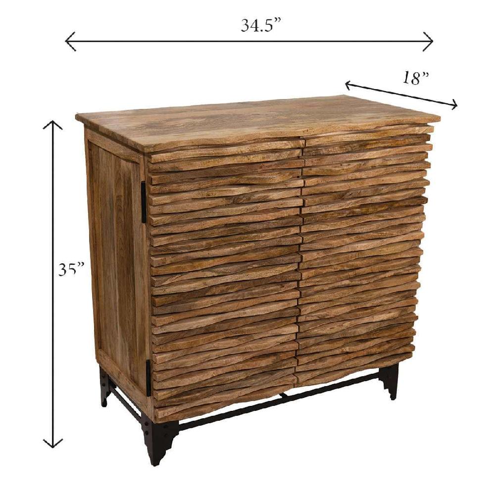 At Home Wave Wooden Cabinet Natural Mango Wood Finish