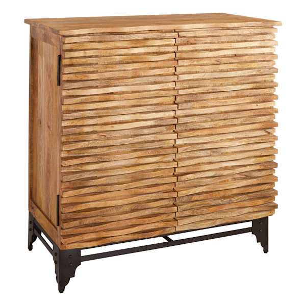 at home Wave Wooden Cabinet Natural Mango Wood Finish