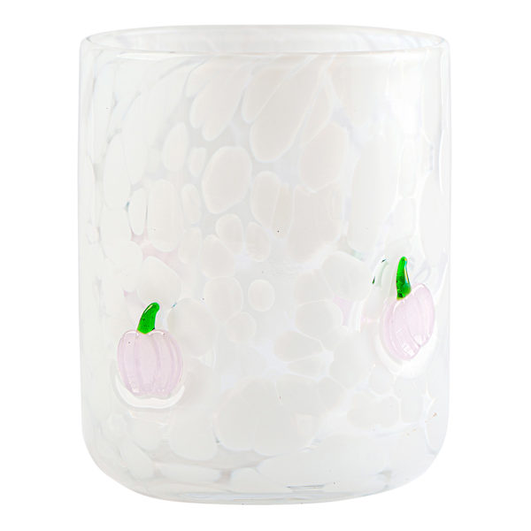at home White Confetti Pink Pumpkin Icon Glass 17.25oz
