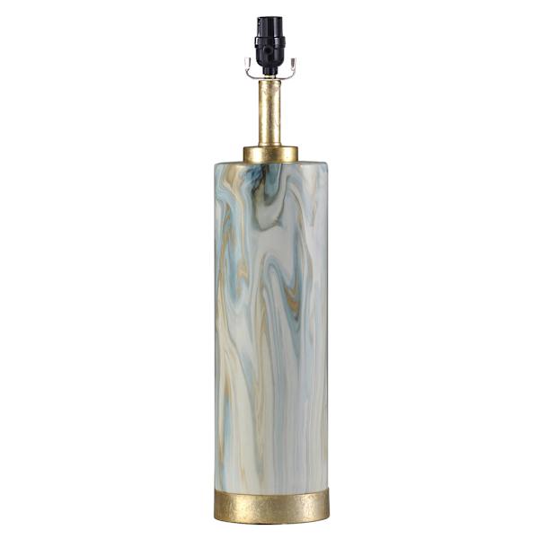 at home White Marbled Large Table Lamp Base with Gold Accent 23"