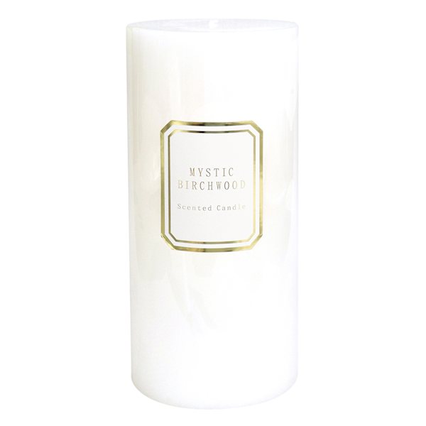 at home White Mystic Birchwood Scented Pillar Candle 4x8