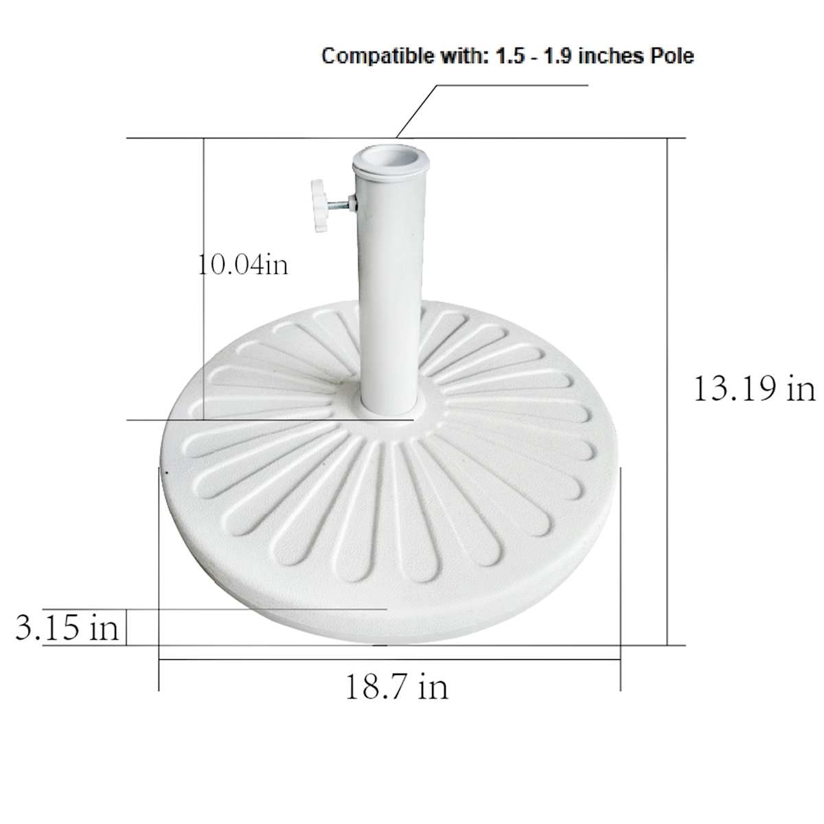 At Home White Round Umbrella Base With Cement Inside 40lb