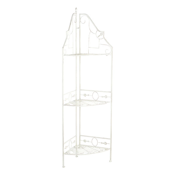 at home White Scrolled Metal Folding Corner Shelf Rack 51.5"