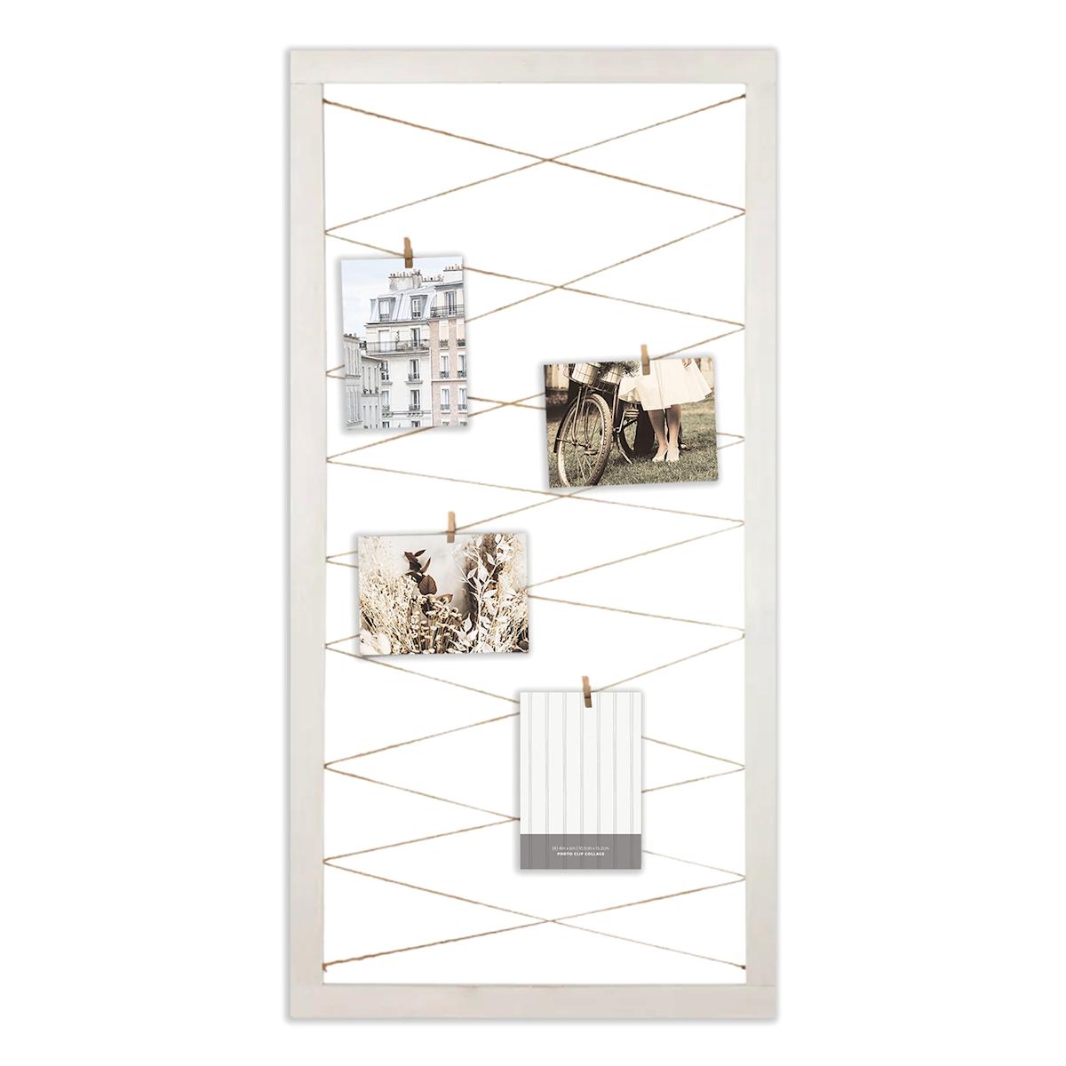 At Home White String Collage With Clothespin Photo Clips 20X40