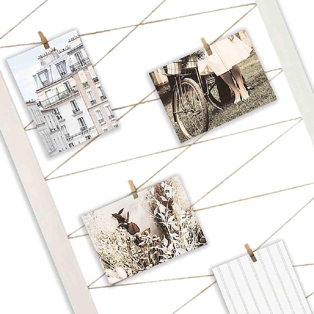 At Home White String Collage With Clothespin Photo Clips 20X40