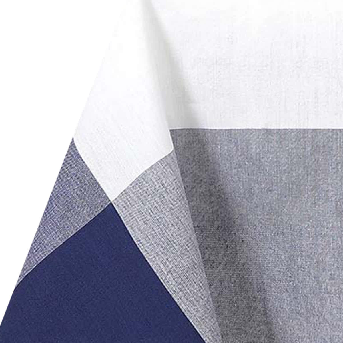 At Home White With Navy Blue Border Tablecloth 60x104