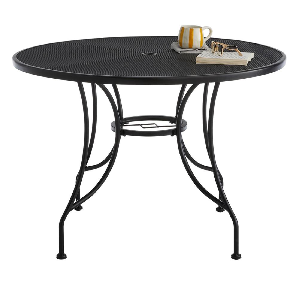 At Home Woodhill Round Metal Patio Dining Table Black