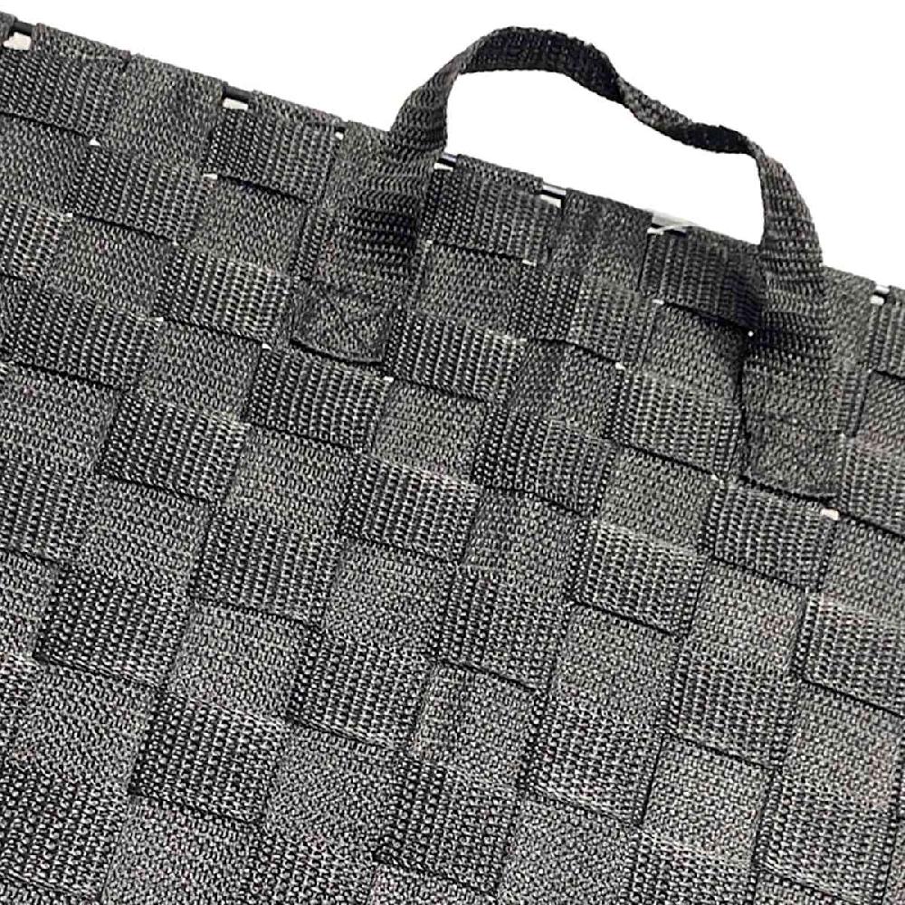 At Home Woven Band Laundry Basket With Wheels Black