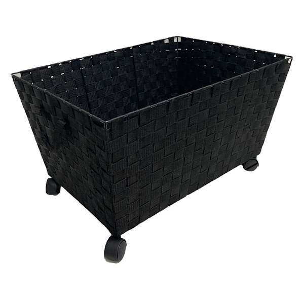 at home Woven Band Laundry Basket with Wheels Black