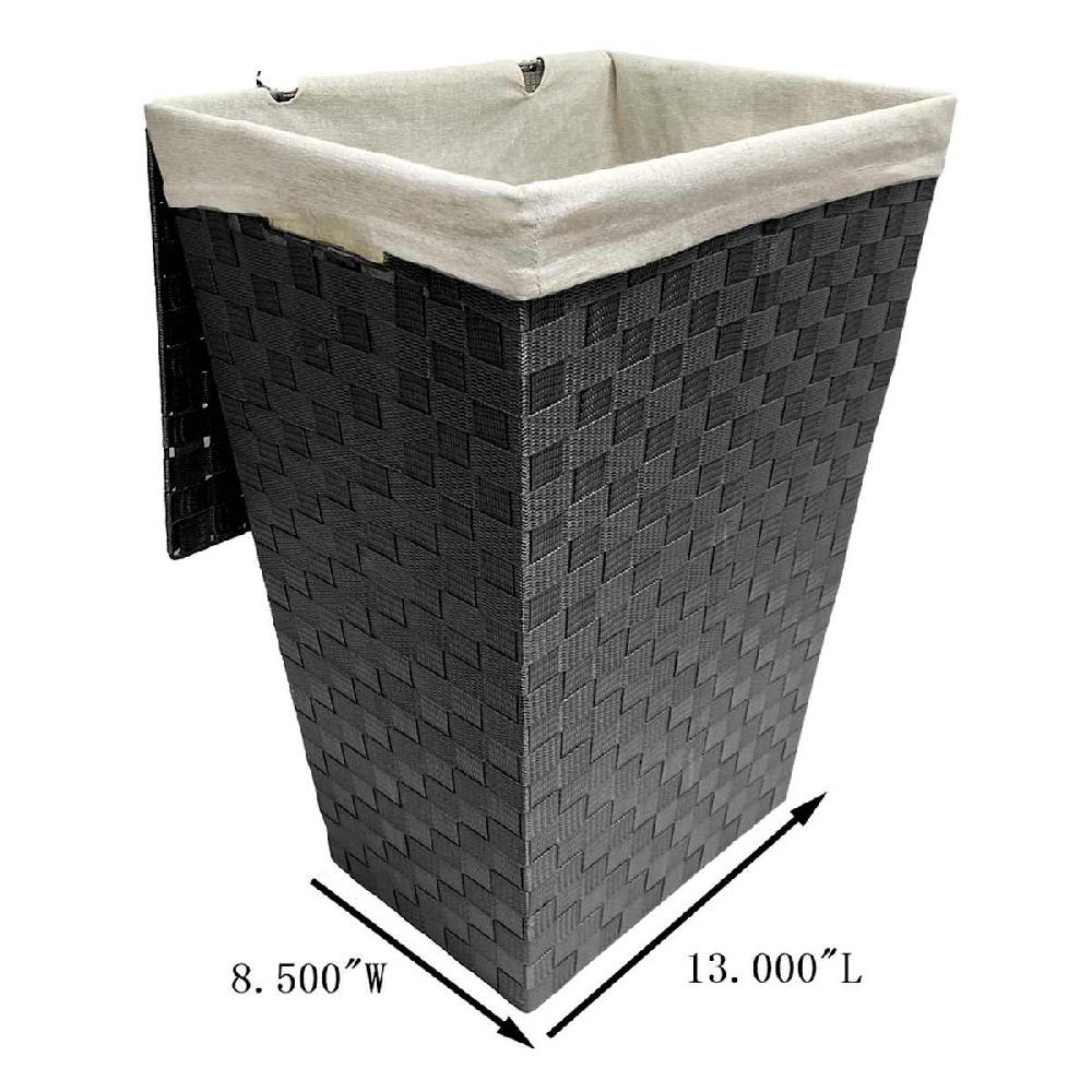 At Home Woven Band Laundry Hamper With Lid & Removable Liner Light Grey