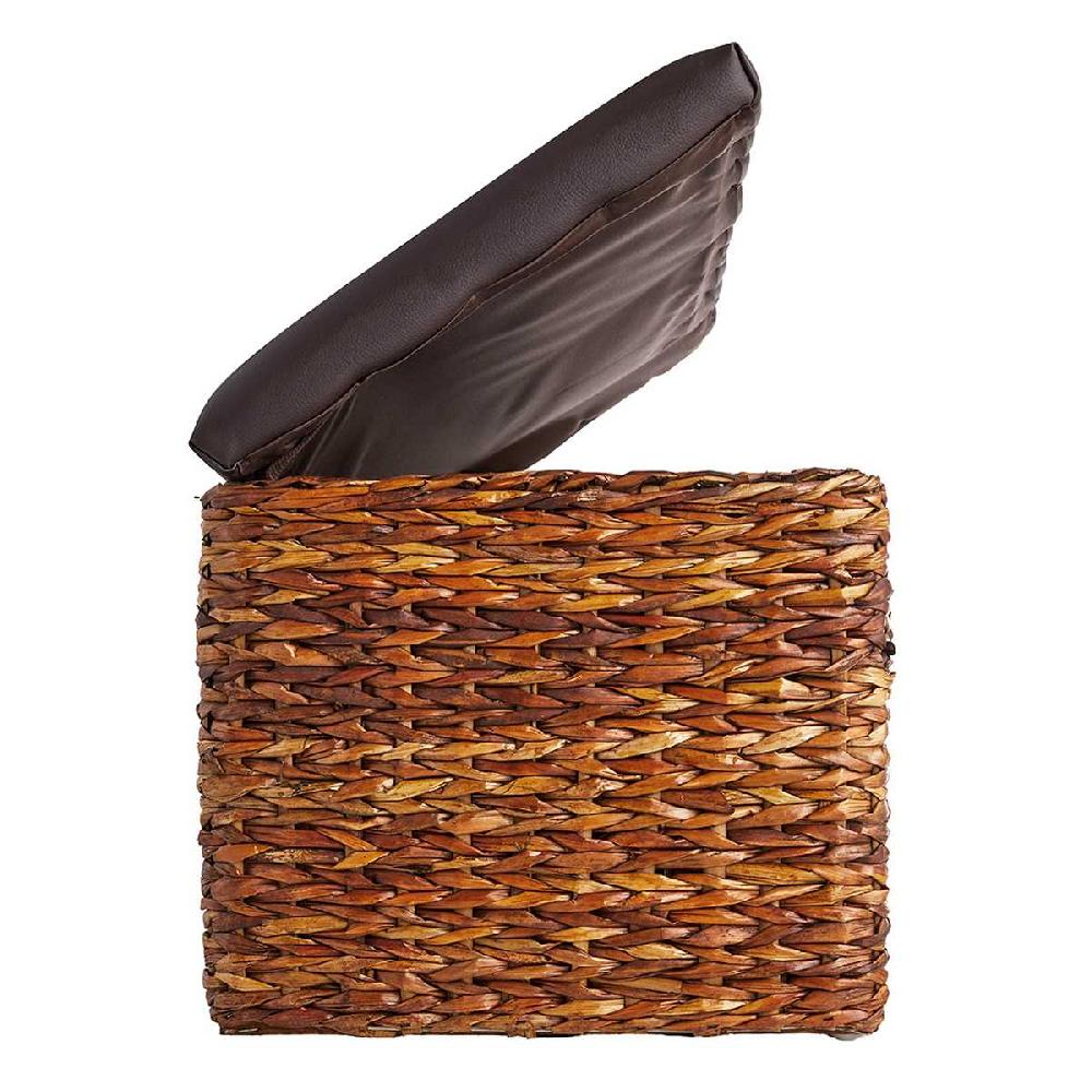 At Home Woven Brown Jute Storage Trunk With Black Lid Medium