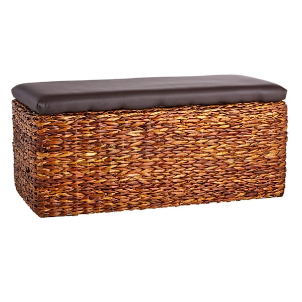 at home Woven Brown Jute Storage Trunk with Black Lid Medium