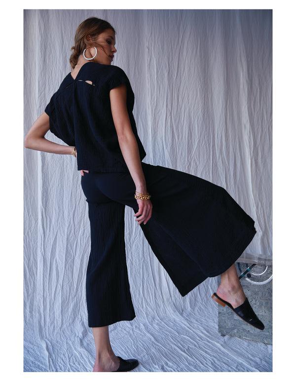 Atelier Delphine Leather Woven Slides In Black