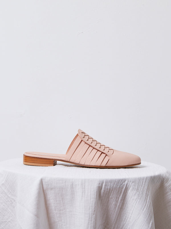 Atelier Delphine Leather Woven Slides In Sirena