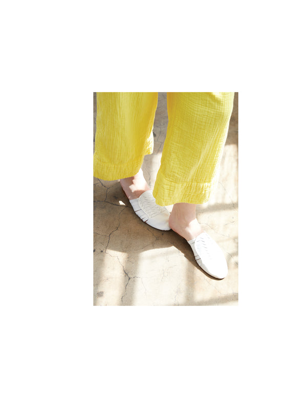 Atelier Delphine Leather Woven Slides In White