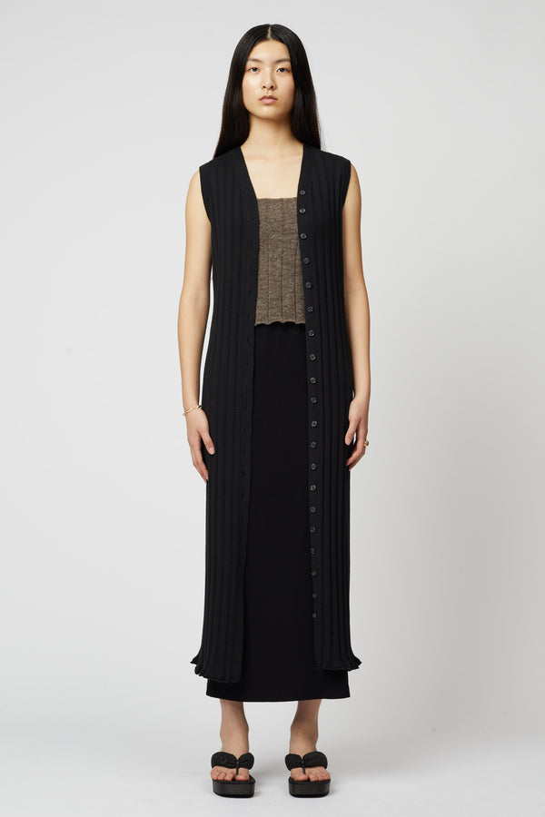 Atelier Delphine POINTELLE SLIM LONG VEST DRESS