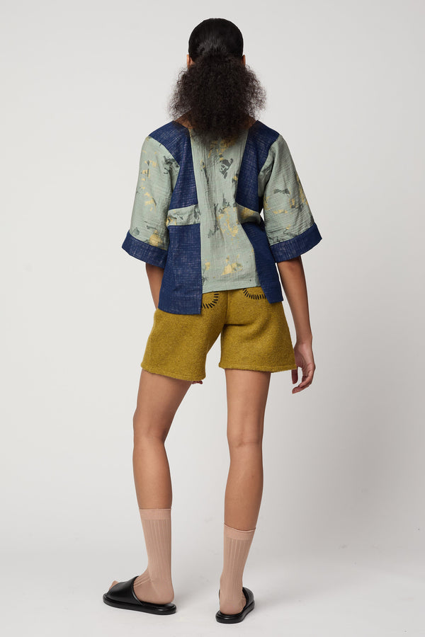 Atelier Delphine BLOCK TOP IN CRINKLED COTTON MARBLE