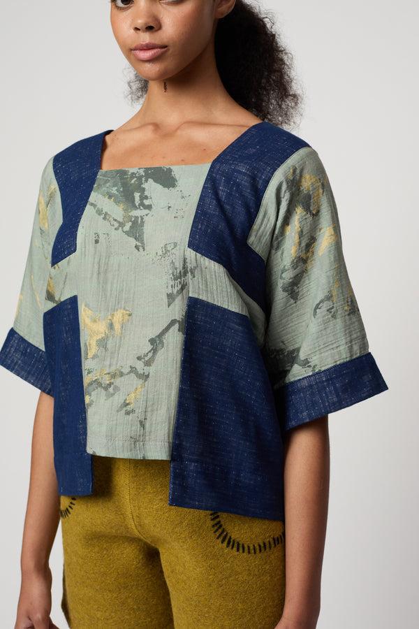 Atelier Delphine BLOCK TOP IN CRINKLED COTTON MARBLE