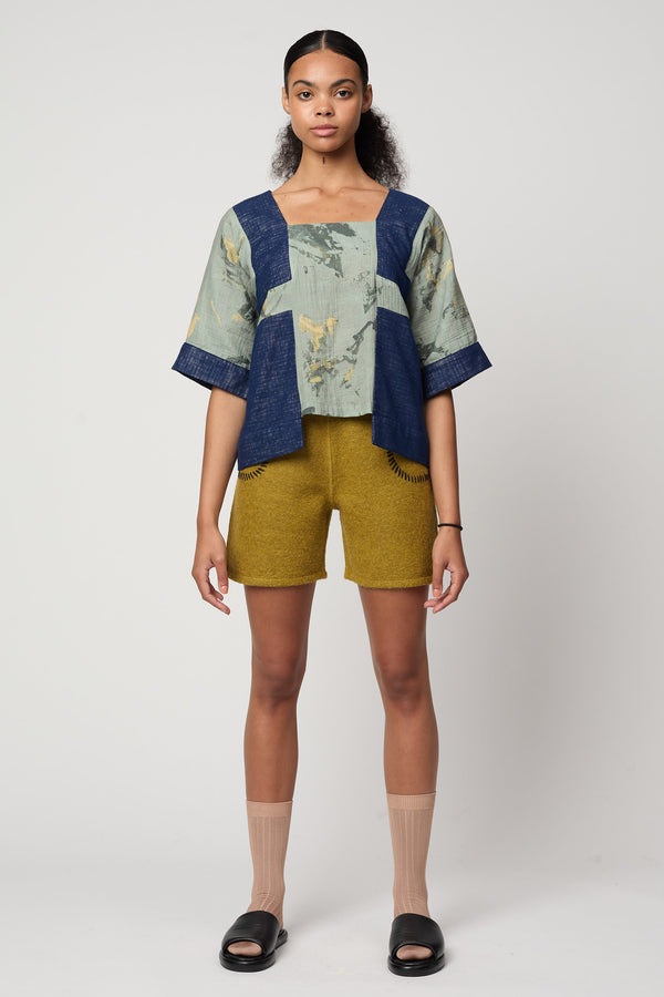 atelier delphine BLOCK TOP IN CRINKLED COTTON MARBLE