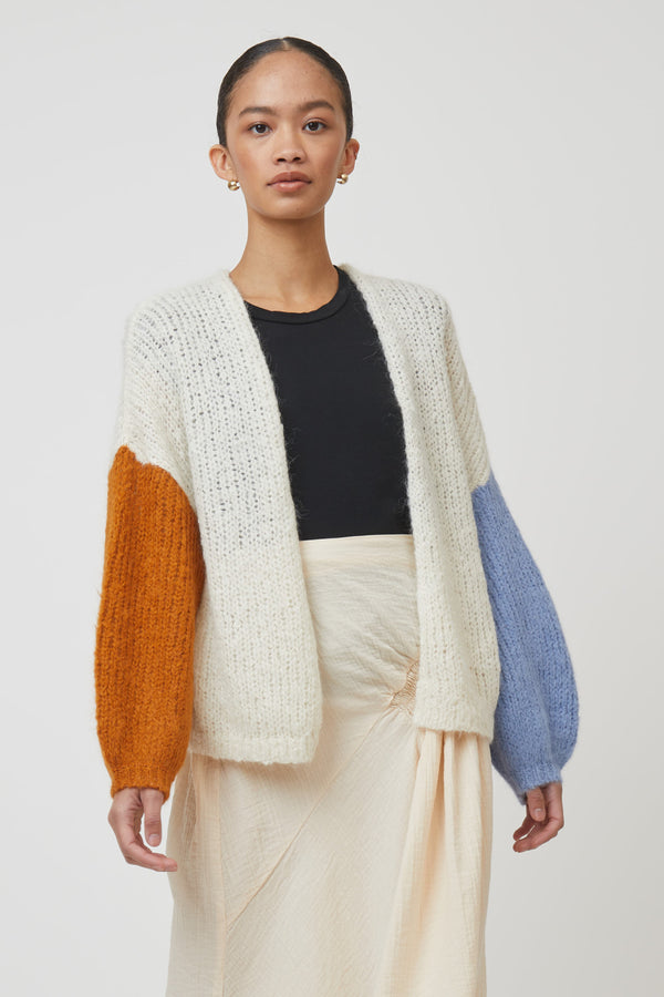 Atelier Delphine Color Blocking Cora Cardigan In Alpaca