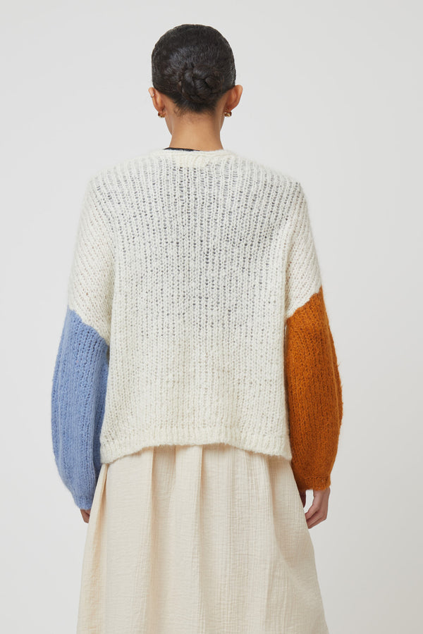 Atelier Delphine Color Blocking Cora Cardigan In Alpaca