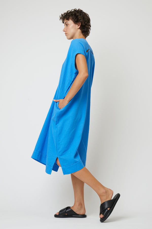 Atelier Delphine Crescent Dress Long In Crinkled Cotton Seasonal Colors