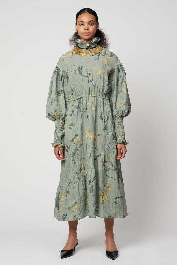 Atelier Delphine KOHAKU DRESS IN CRINKLED COTTON MARBLE