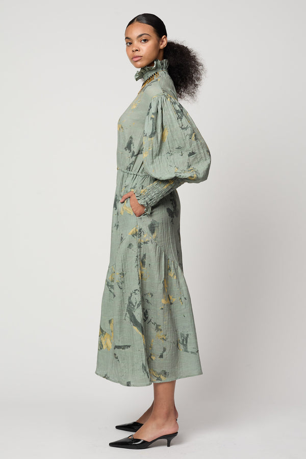 Atelier Delphine KOHAKU DRESS IN CRINKLED COTTON MARBLE