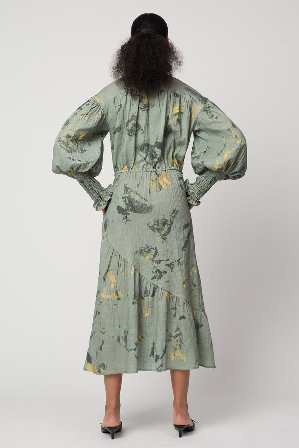 Atelier Delphine KOHAKU DRESS IN CRINKLED COTTON MARBLE