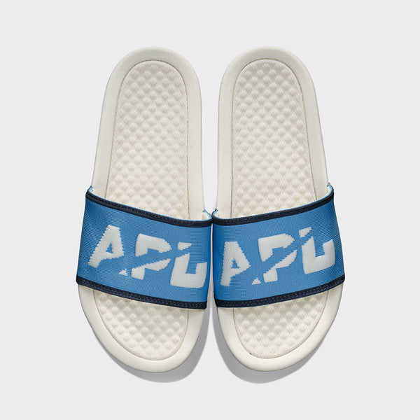 athletic propulsion labs Women's Big Logo TechLoom Slide Ivory / Coastal Blue / Midnight