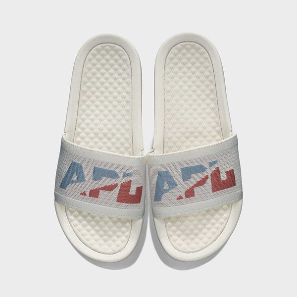 athletic propulsion labs Women's Big Logo TechLoom Slide Ivory / Frozen Grey / Cedar