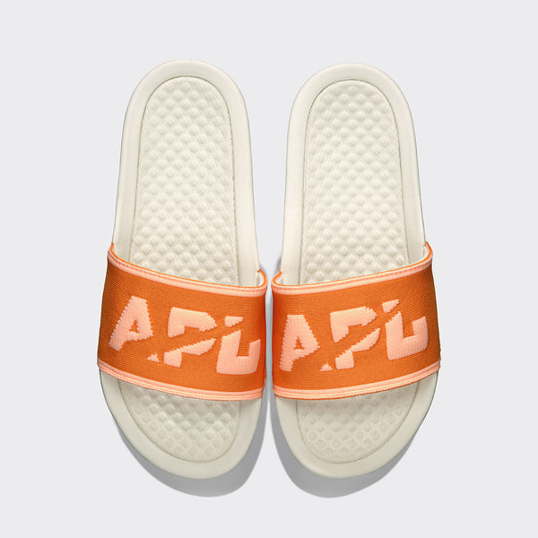 athletic propulsion labs Women's Big Logo TechLoom Slide Ivory / Orange / Neon Peach