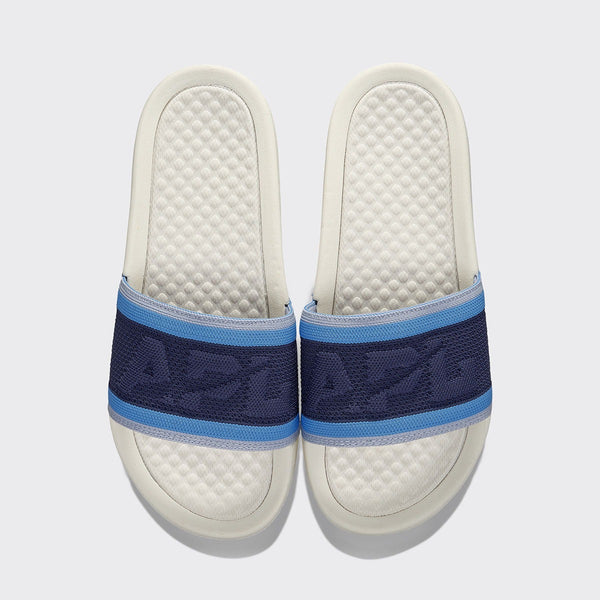 athletic propulsion labs Women's Big Logo TechLoom Slide Navy / Coastal Blue / Ivory