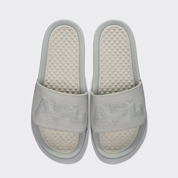 athletic propulsion labs Women's Big Logo TechLoom Slide Steel Grey / Reflective Silver